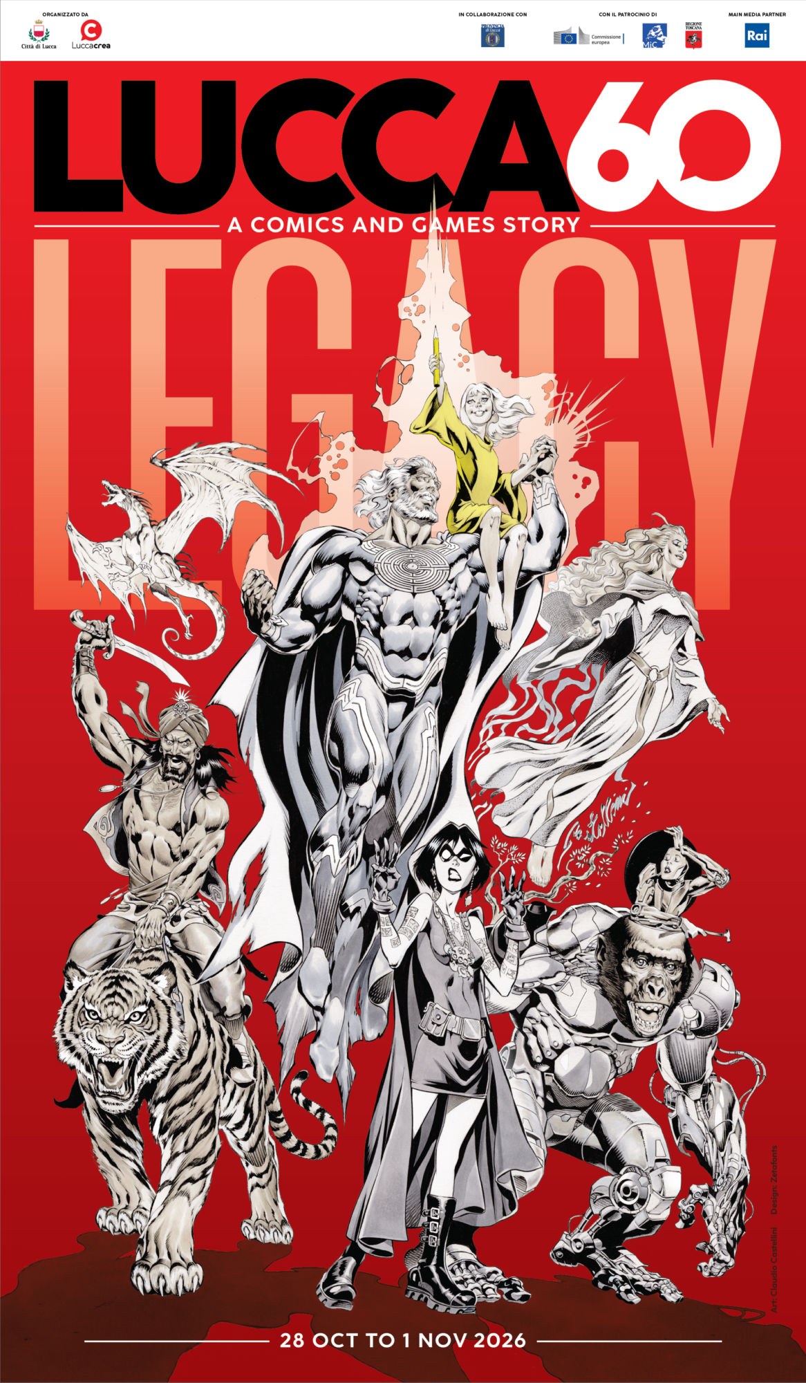 Póster oficial Lucca Comics & Games 2026 LEGACY, 60 aniversario