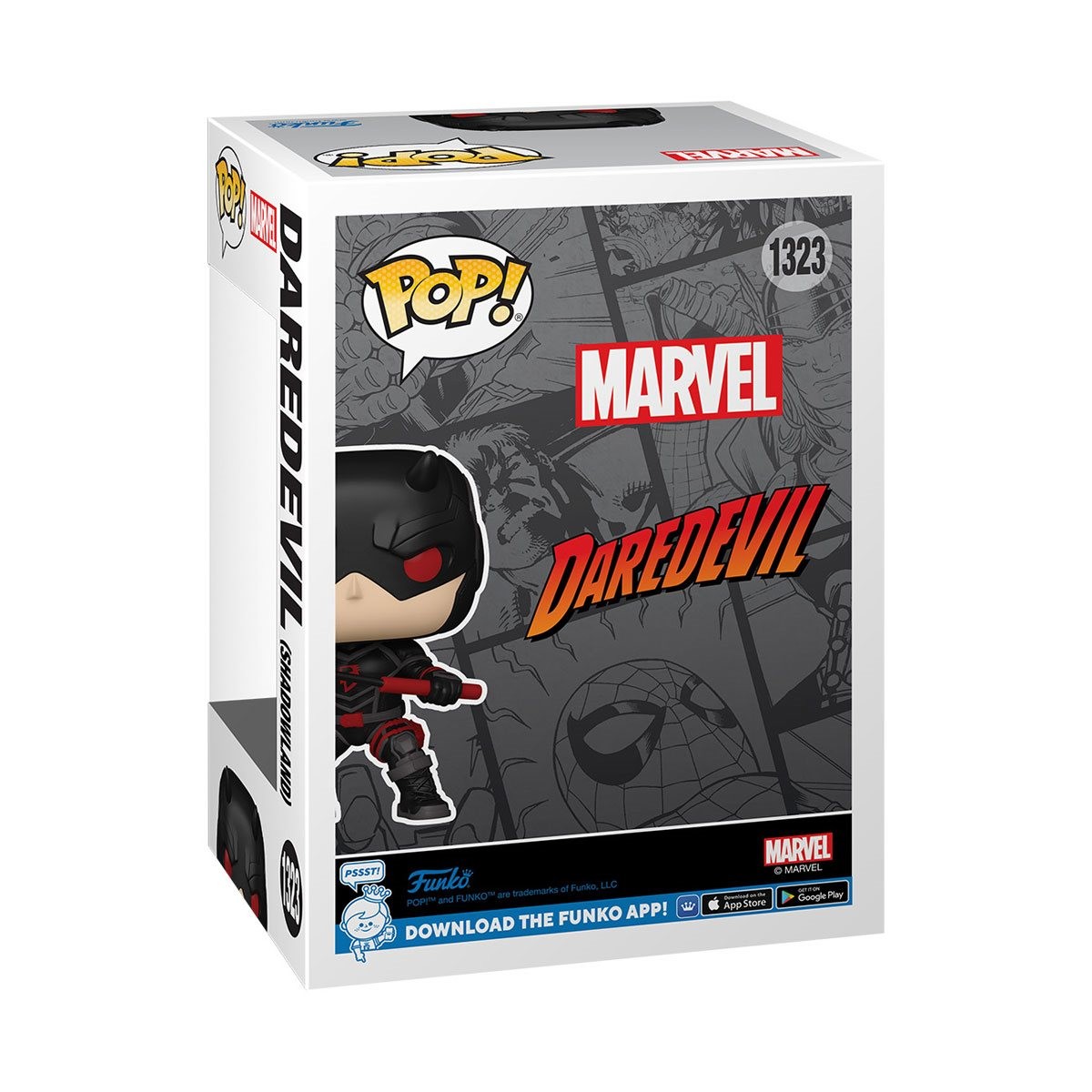 Funko Pop Marvel Daredevil Shadowland en caja, ejemplo de preventa y exclusivo de retailer