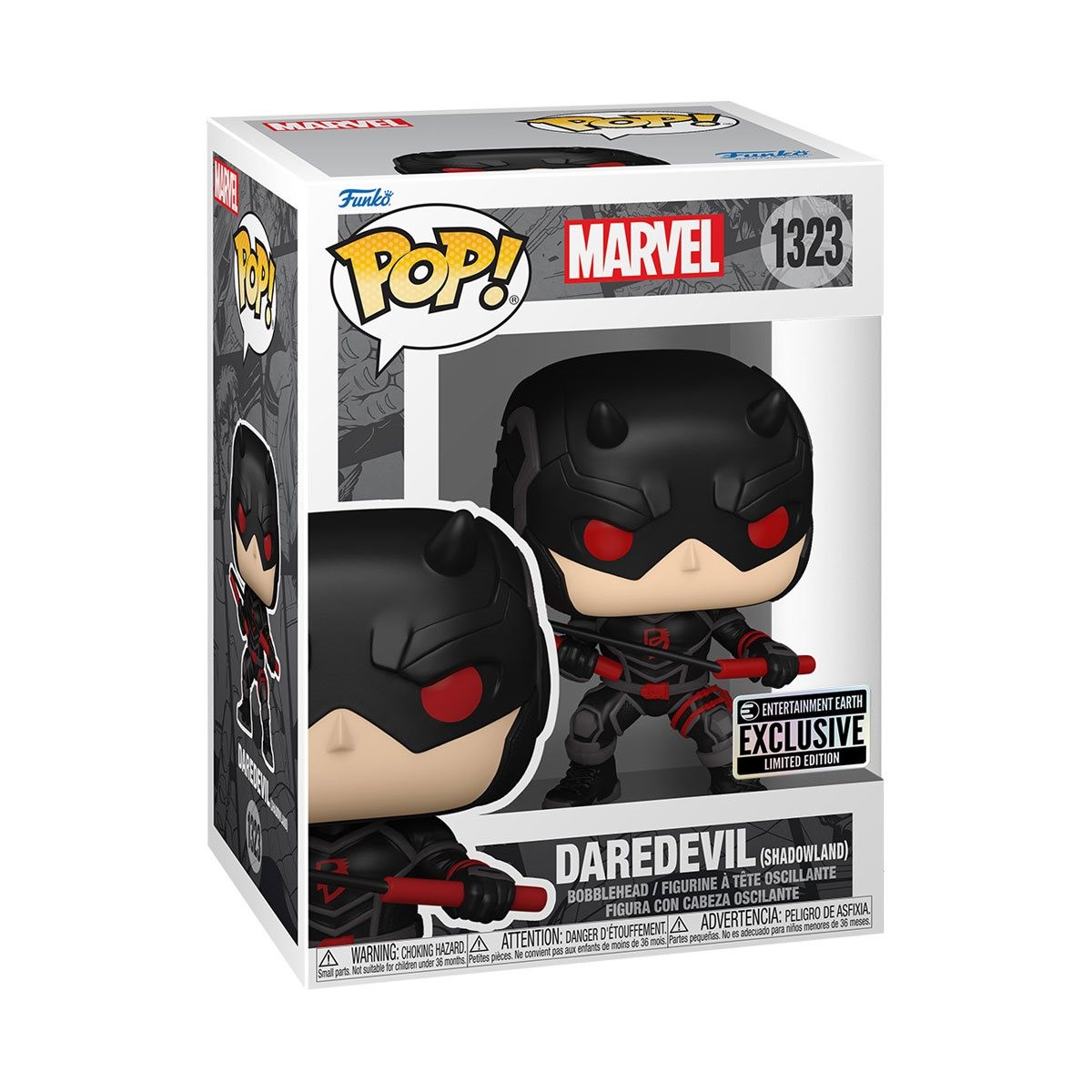 Funko Pop Daredevil Shadowland Entertainment Earth Exclusive Limited Edition en caja con sticker