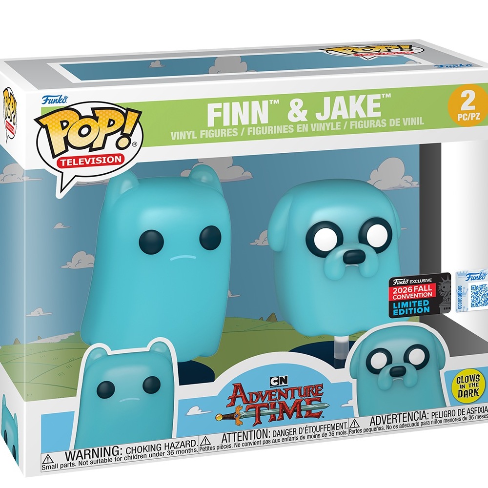 Detalle caja Funko Pop Finn y Jake Glow Adventure Time Fall Convention Limited Edition
