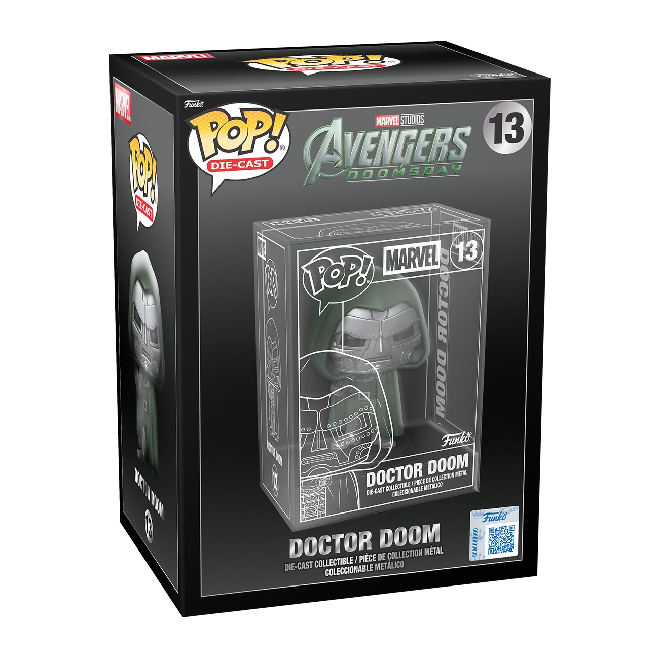 Funko Pop Die-Cast Doctor Doom Avengers Doomsday en estuche acrílico y caja