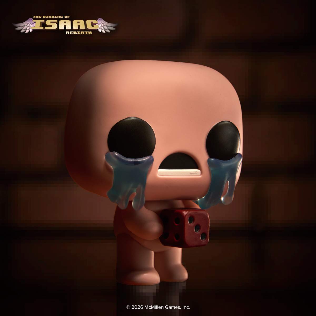 Foto oficial del Funko Pop Binding of Isaac Isaac con D6 en el sótano