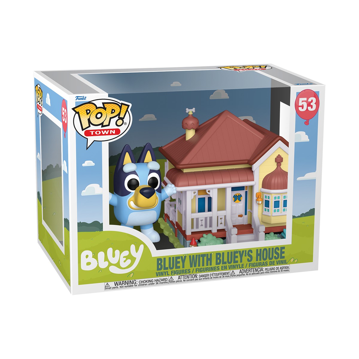 Funko Pop Town Bluey with Bluey's House 53 en su caja