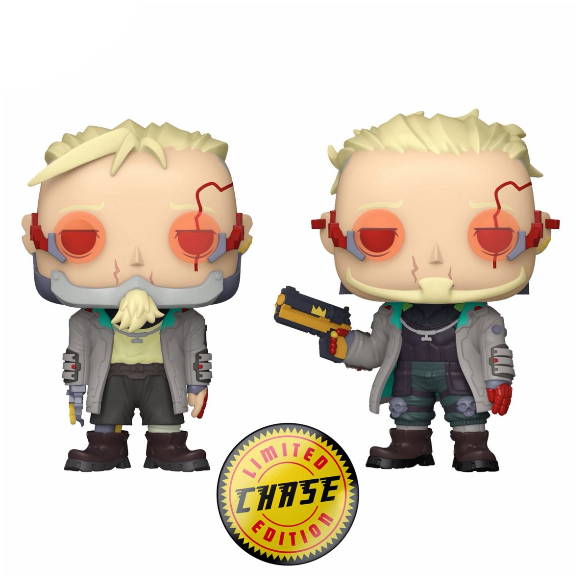 Funko Pop Cyberpunk Edgerunners 2 Weak #2596 común con máscara y variante Chase con pistola dorada