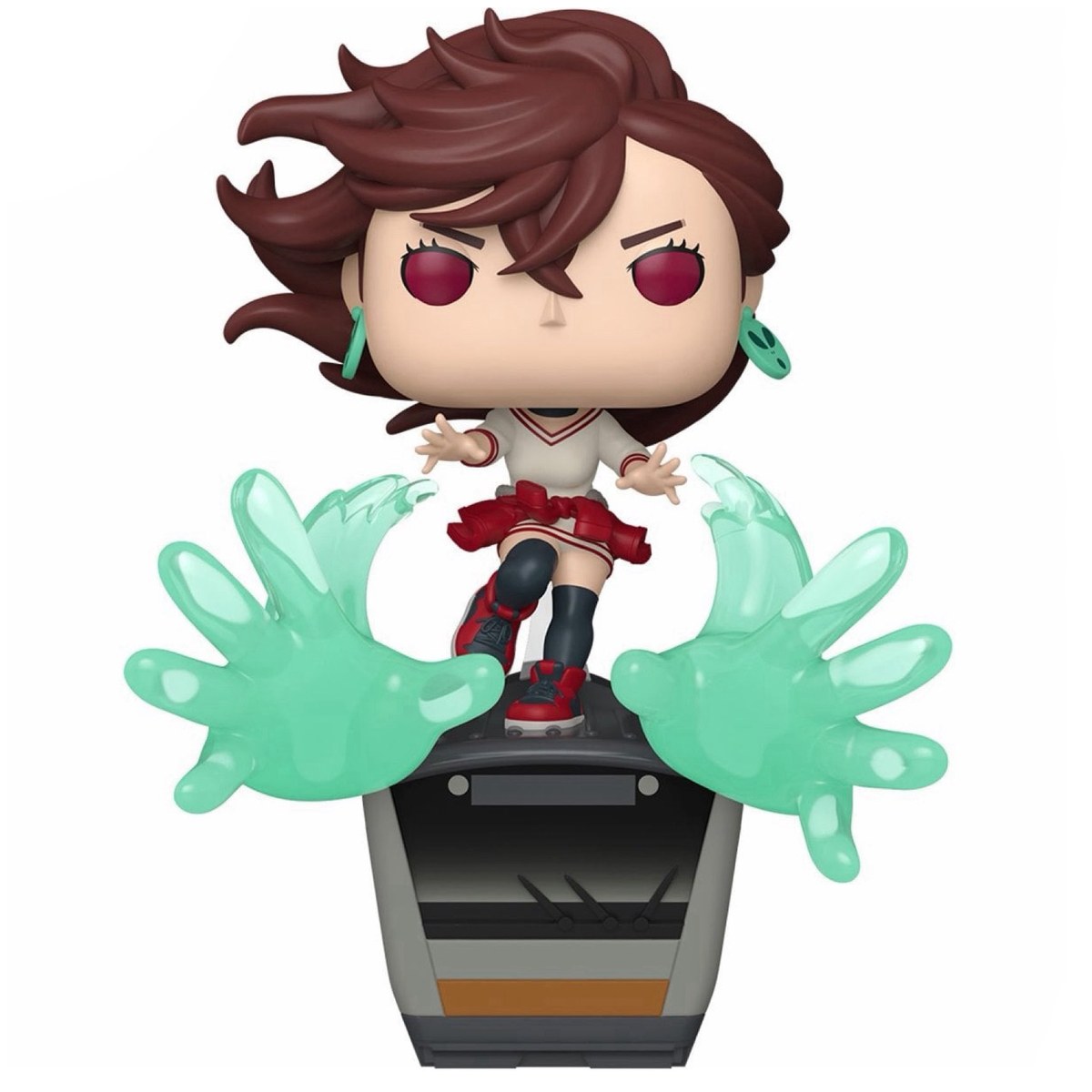 Funko Pop Deluxe Momo Dandadan con manos psíquicas verdes translúcidas, render oficial