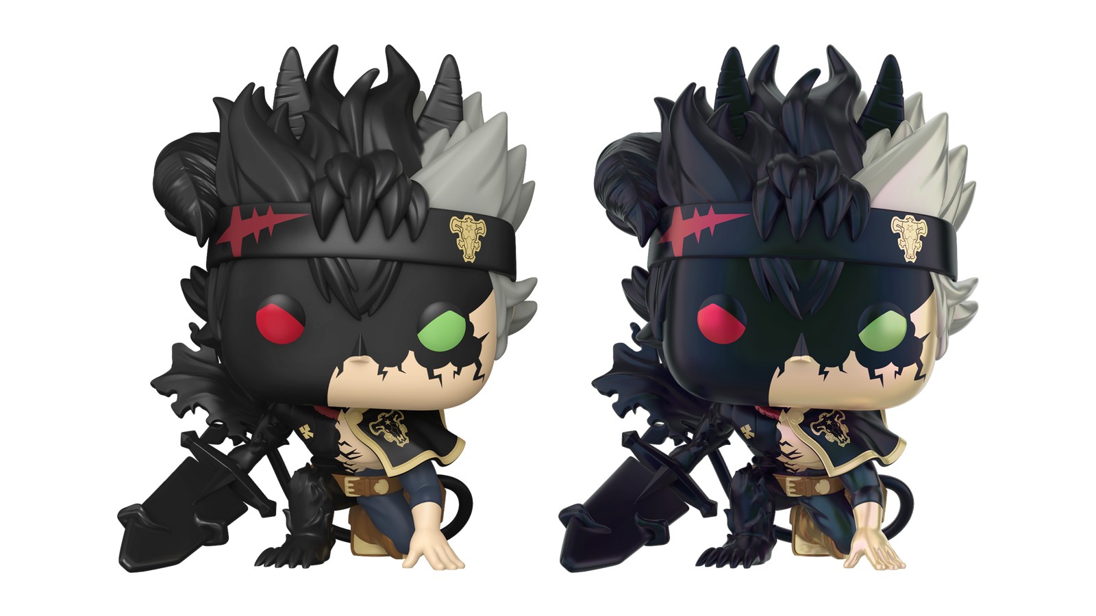 Funko Pop de anime Black Clover Berserk Asta versión normal y chase lado a lado