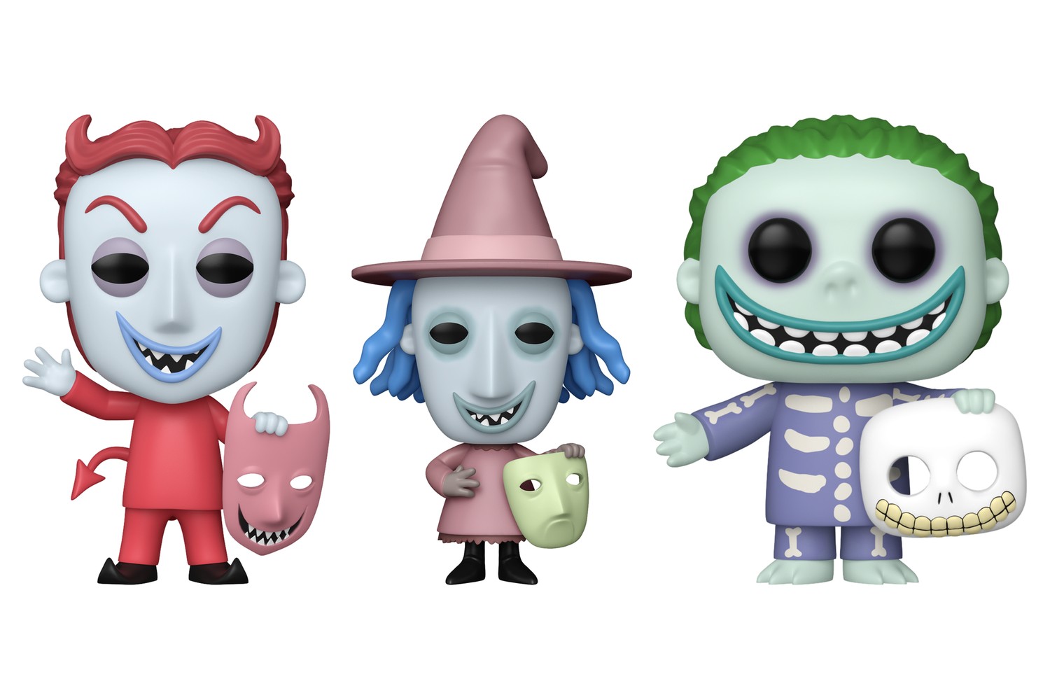Funko Pop de Halloween Lock, Shock y Barrel Glow de El extraño mundo de Jack