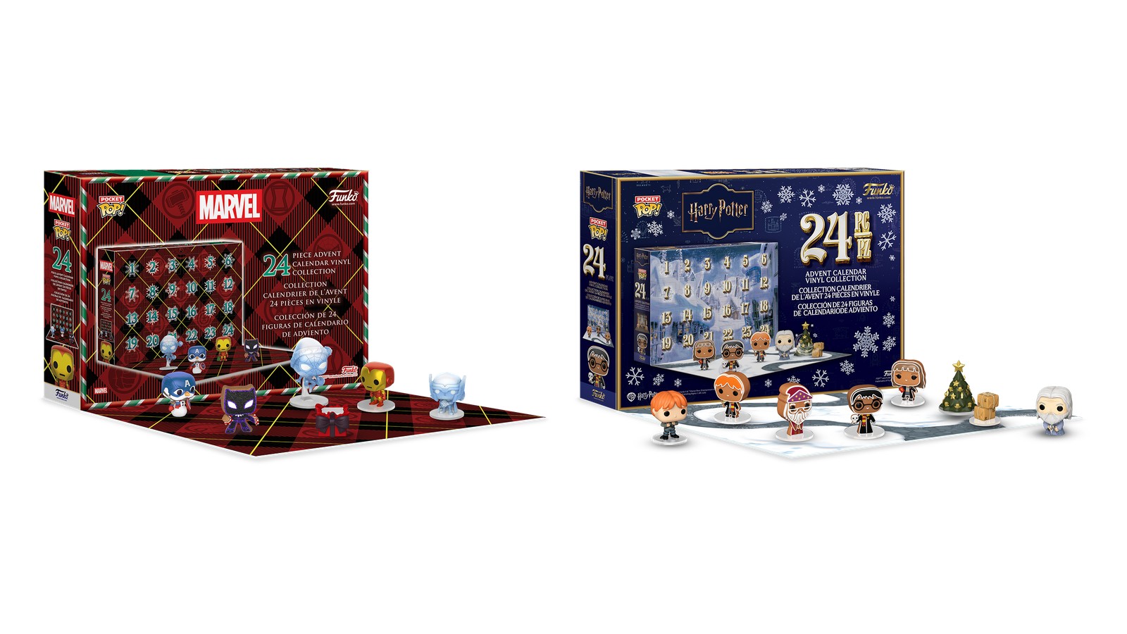 Calendarios de adviento Funko Pocket Pop Marvel y Harry Potter de 24 días