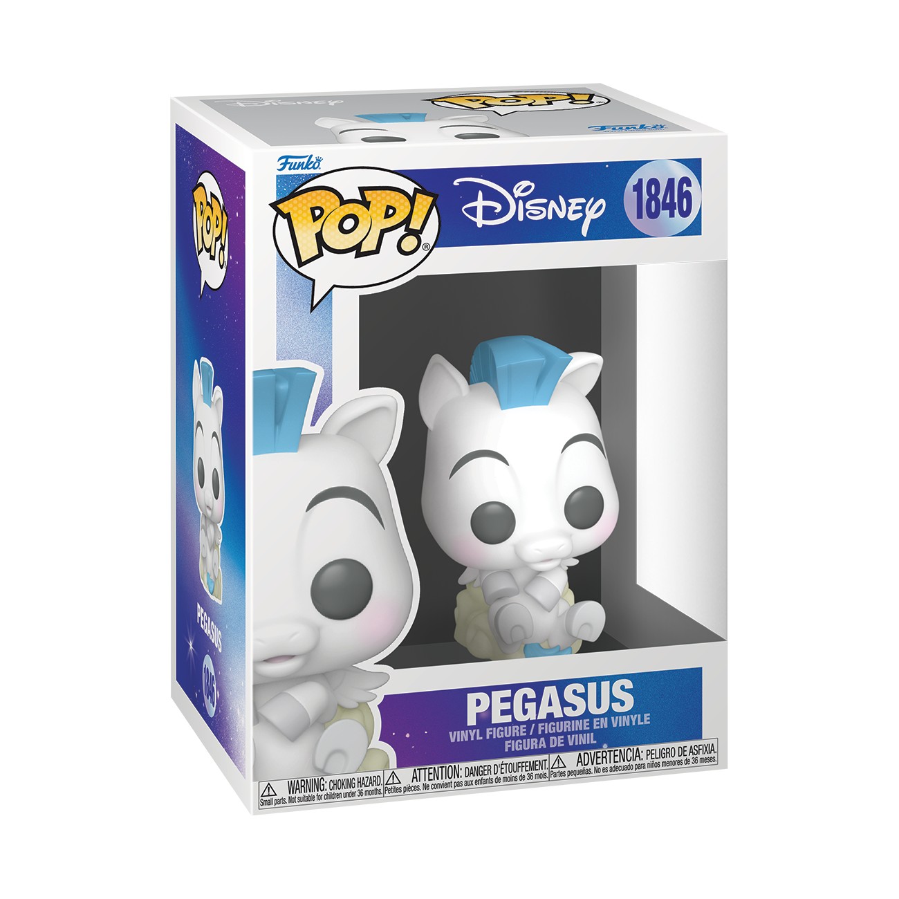 Funko Pop Pegasus #1846 de Disney Baby Animals en su caja, render oficial sobre fondo blanco