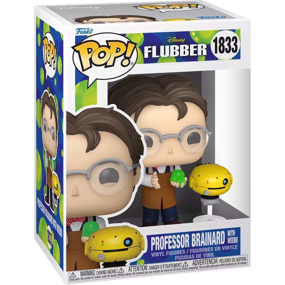 Funko Pop Professor Brainard with Weebo #1833 Disney Flubber en caja oficial