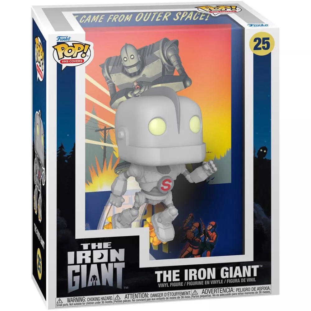 Empaque frontal Pop VHS Covers 25 The Iron Giant con logo Funko y número 25