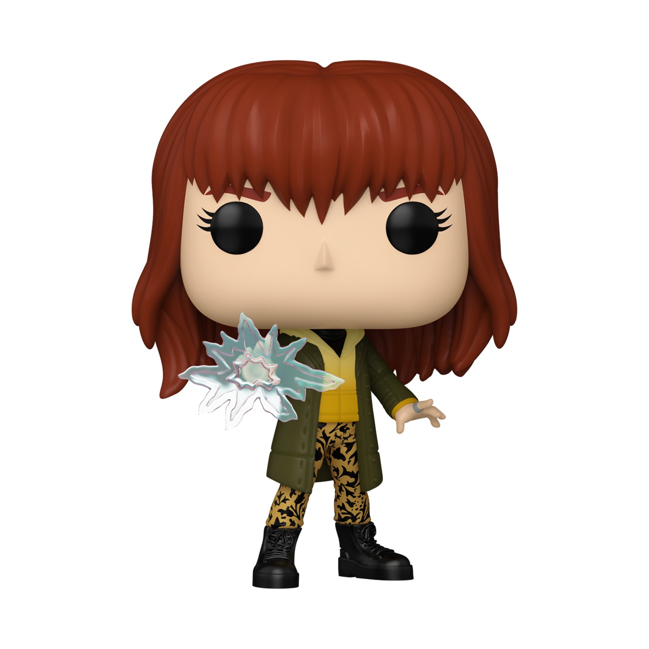 Funko Pop Jean Grey Brand New Day con chaqueta verde y efecto de telequinesis, fondo blanco