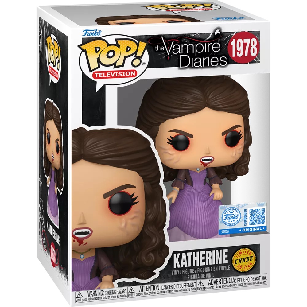 Funko Pop Katherine Pierce Blood Thirsty Chase #1978 en caja exclusive Vampire Diaries fondo blanco