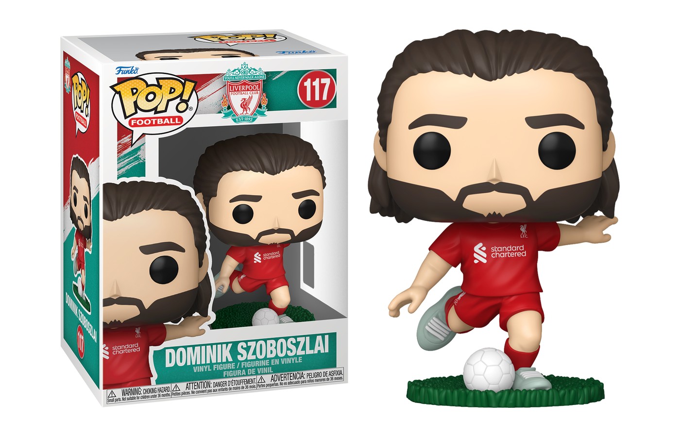Funko Pop Dominik Szoboszlai 117 del Liverpool en caja y fuera de caja