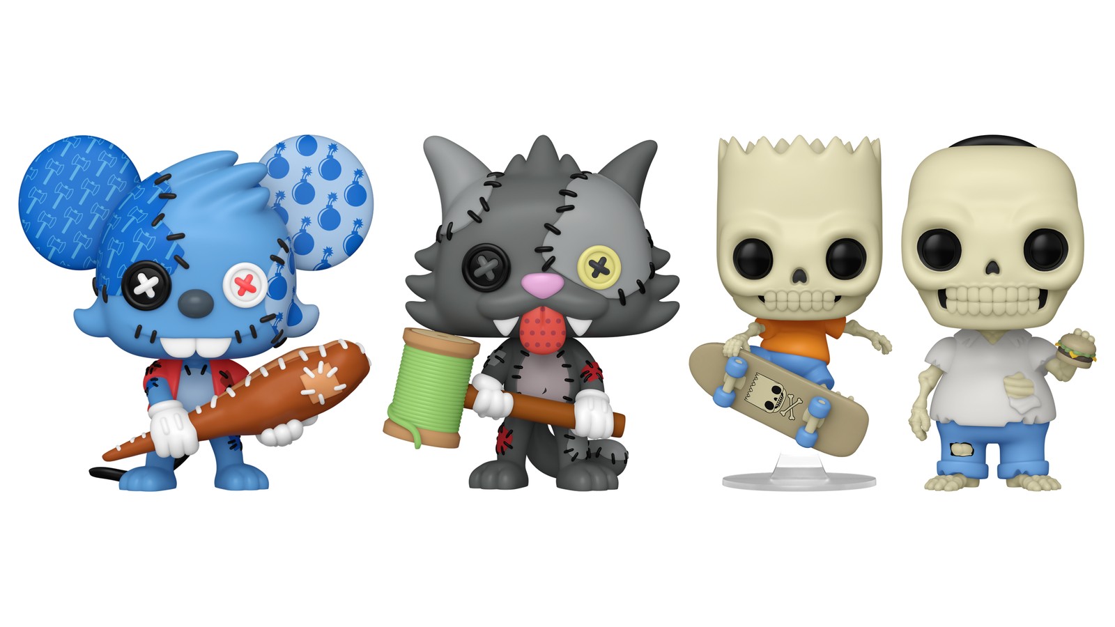 Imagen destacada de Funko Pop Los Simpson Casita del Horror: Bart y Homero esqueleto, Itchy, Scratchy y Bola de Nieve zombie