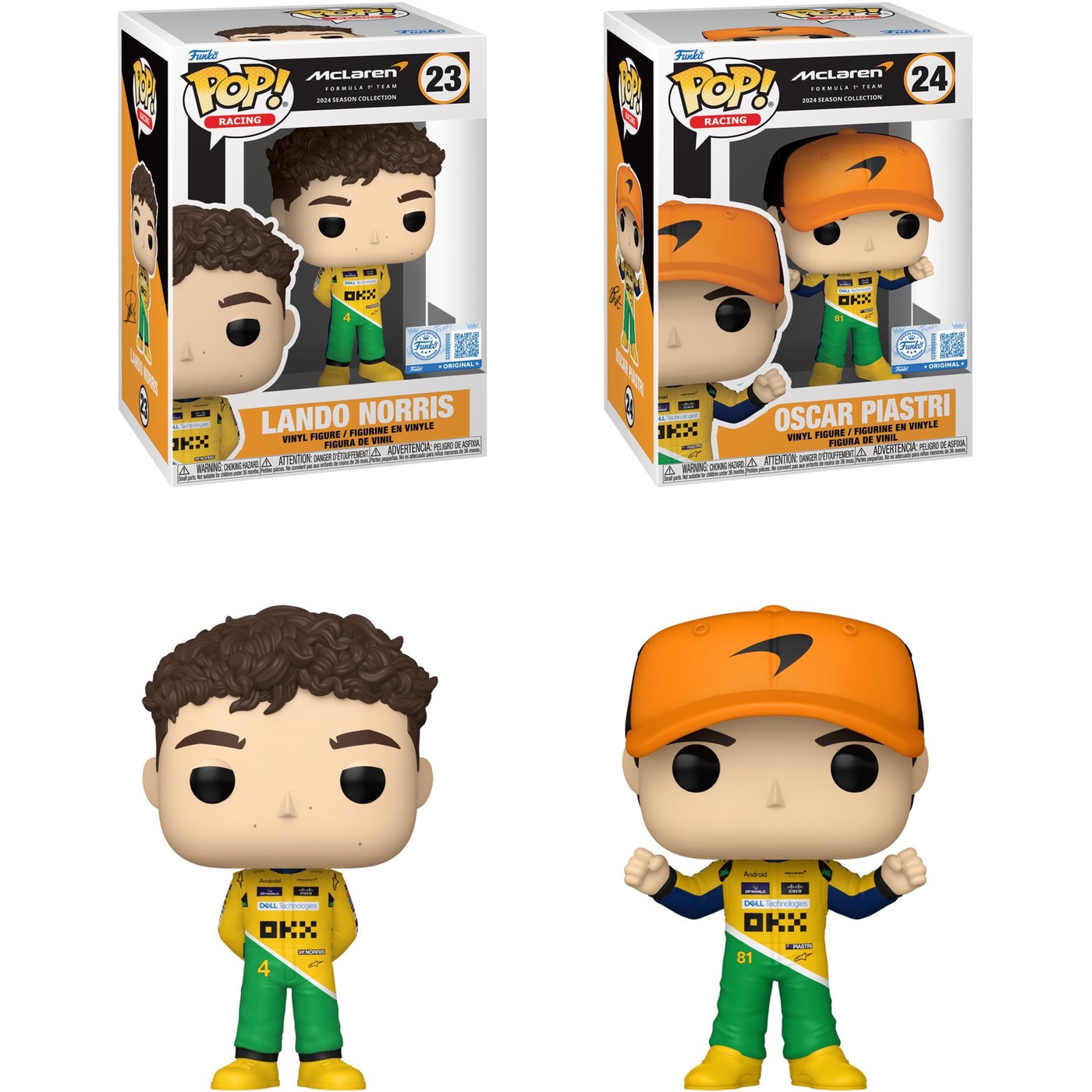 Imagen destacada de Funko Pop McLaren F1: Lando Norris y Oscar Piastri con el traje homenaje a Senna