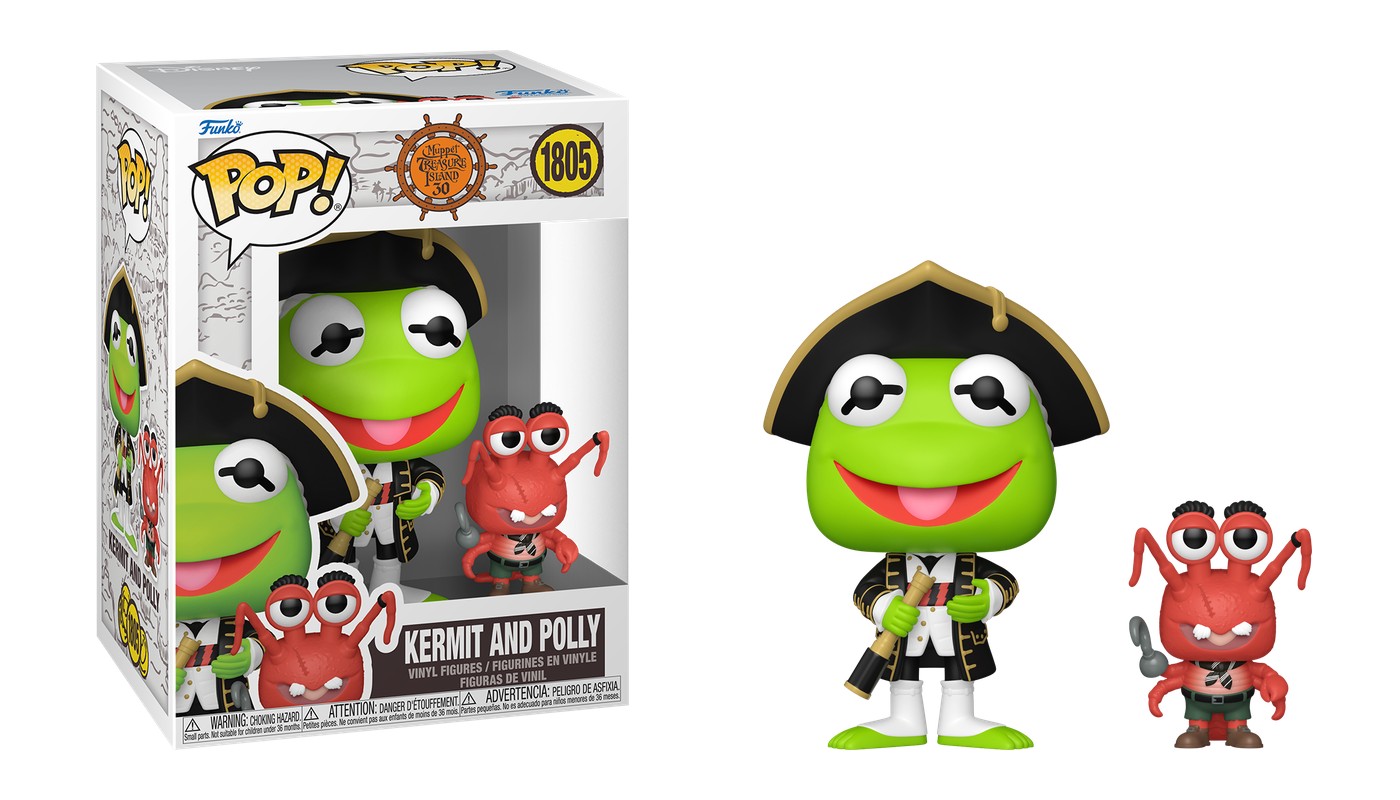 Funko Pop Kermit and Polly 1805 de Muppet Treasure Island dentro y fuera de la caja