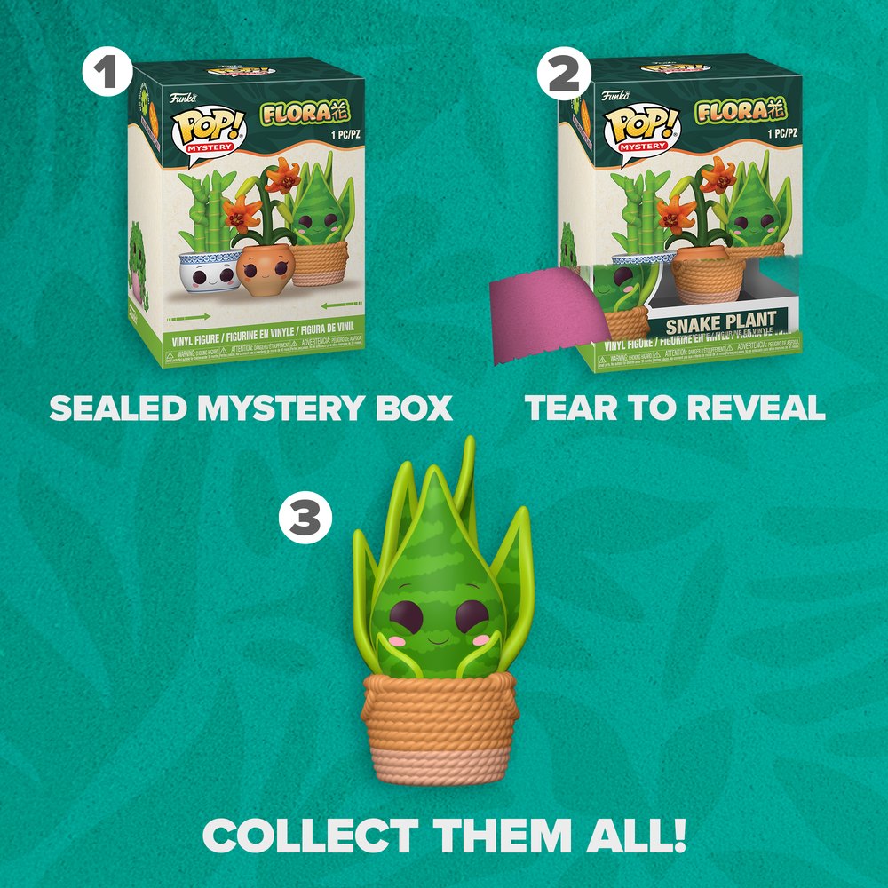 Unboxing Pop Mystery Flora blind box con figura de planta y tarjeta Pop