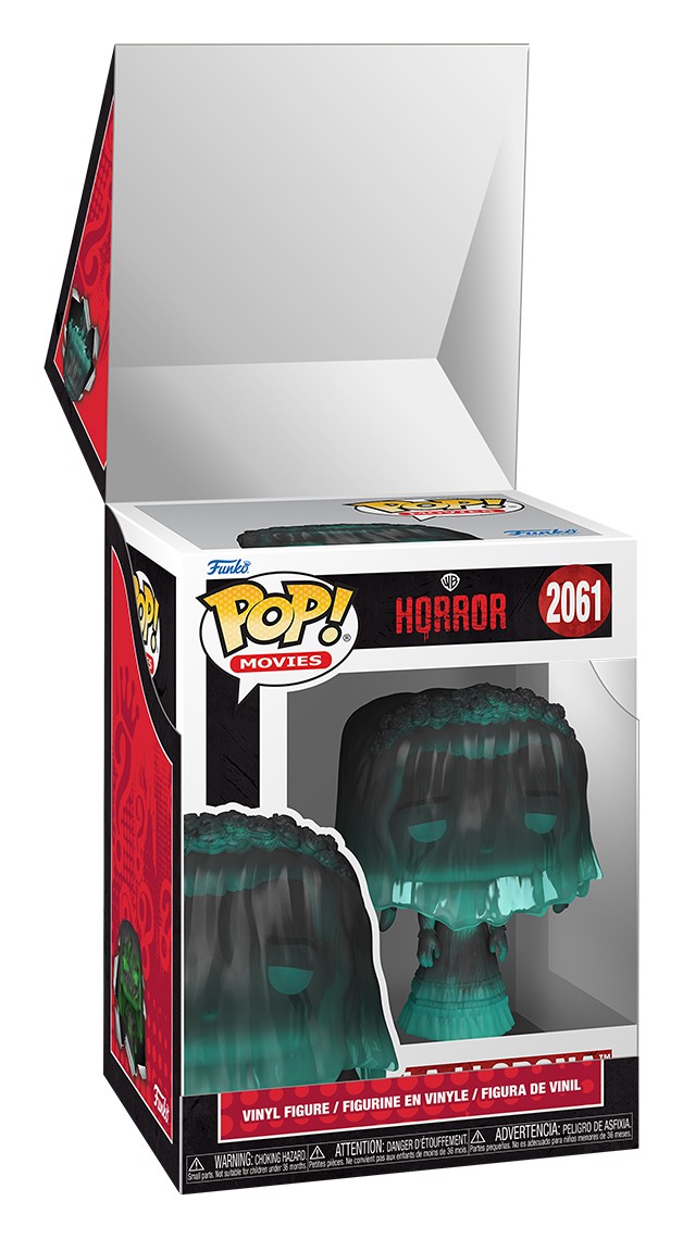 Funko Pop Mystery La Llorona #2061 en caja abierta, decoración verde agua