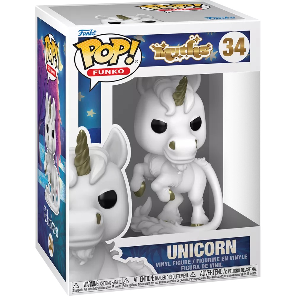 Funko Pop Myths Unicorn Rearing #34 en caja fondo blanco