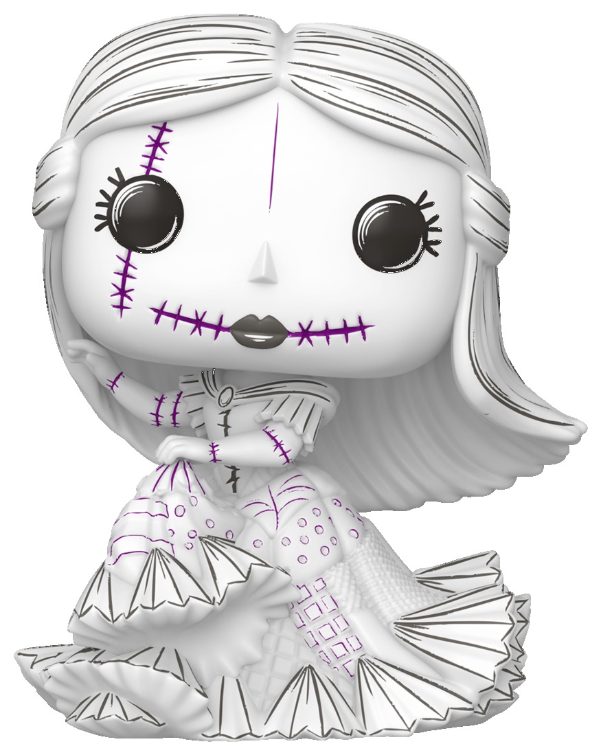 Funko Pop Sally Sketched Deco #1605 de pie, acabado blanco con acentos morados