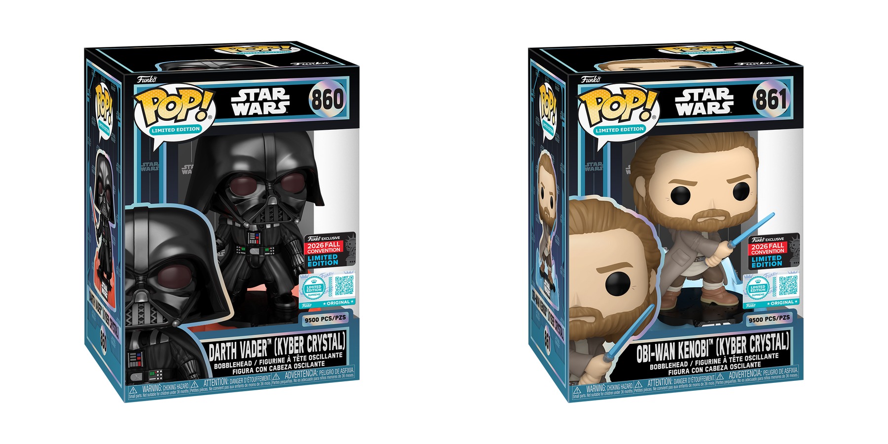 Funko Pop Darth Vader 860 y Obi-Wan Kenobi 861 Kyber Crystal NYCC 2026