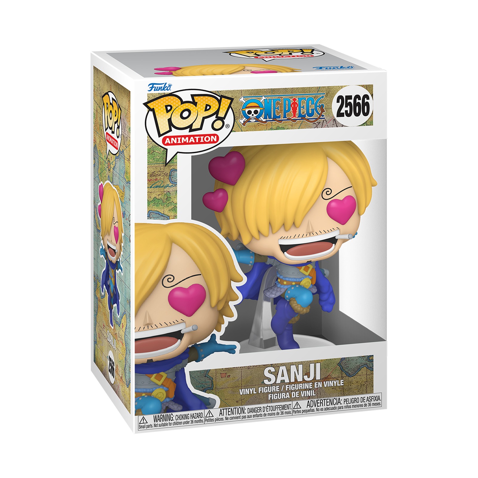 Caja Funko Pop Animation Sanji Swooning #2566 One Piece Elbaph arte oficial fondo blanco
