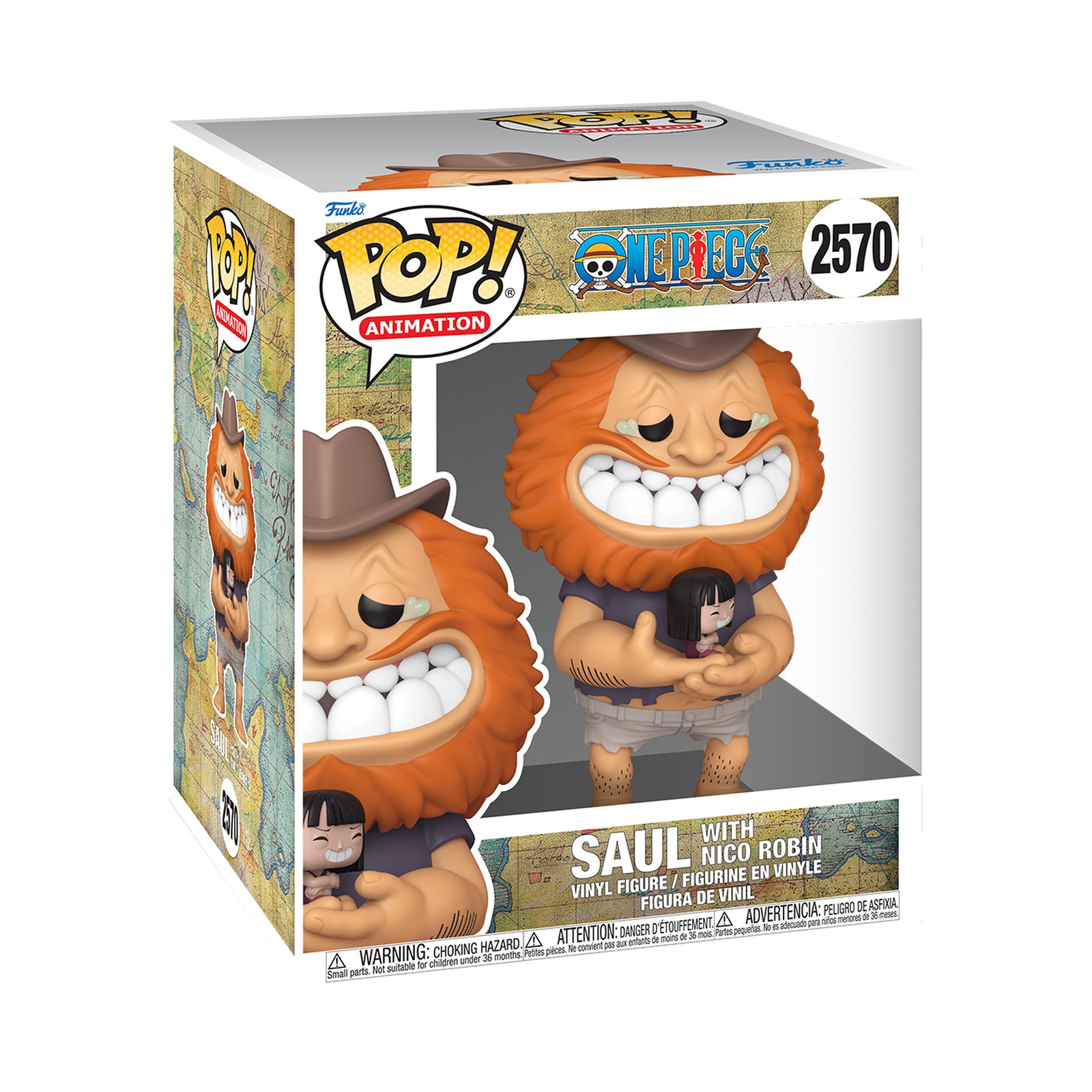 Caja Funko Pop Super Saul with Nico Robin #2570 One Piece Elbaph arte oficial fondo blanco