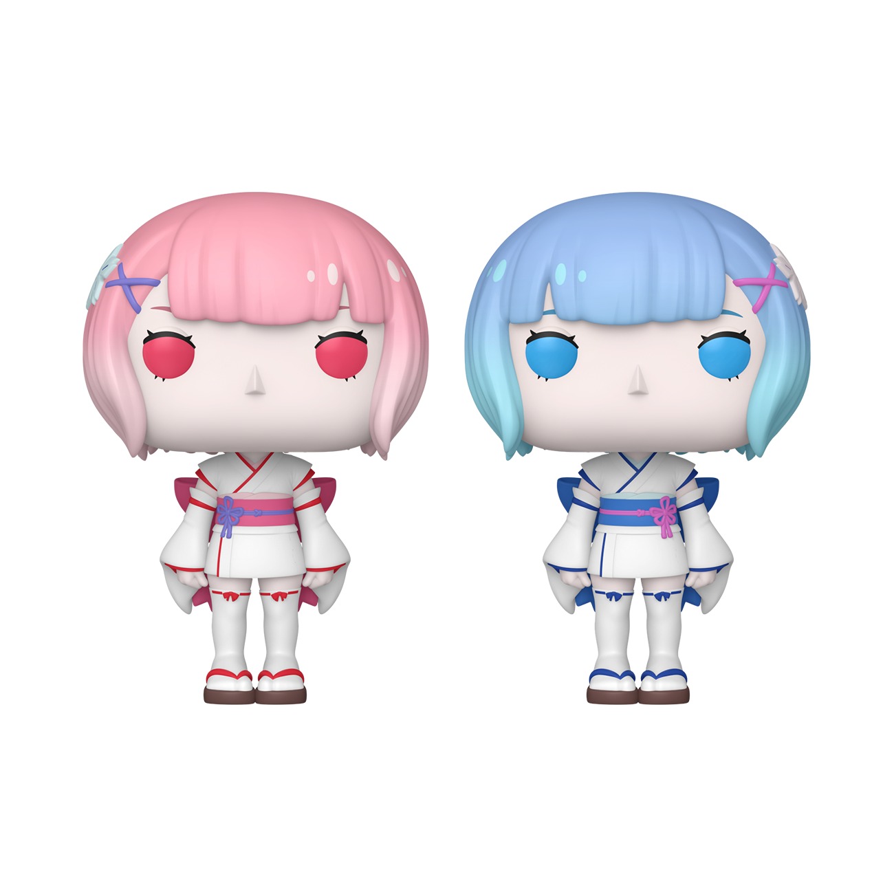 Funko Pop Ram y Rem Childhood Version renders oficiales sobre fondo blanco