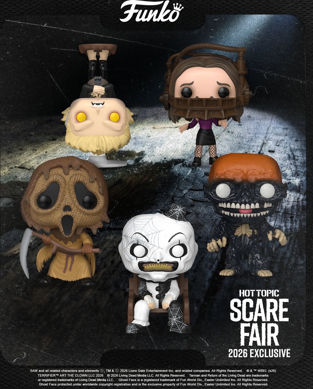Funko Pop Scare Fair Chile 2026: 5 exclusivos Hot Topic (David, Amanda, Art)