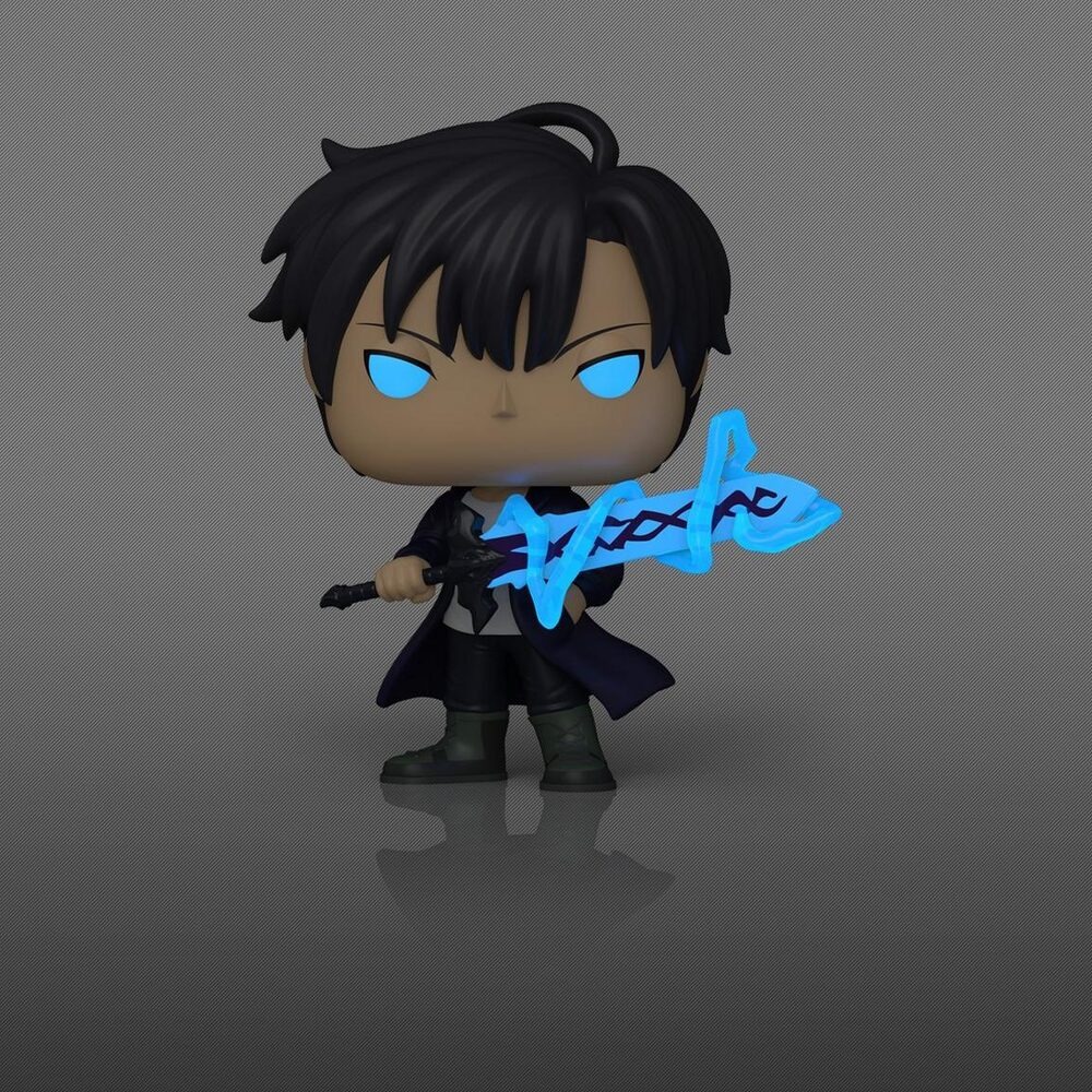 Funko Pop Sung Jinwoo #2537 glow in the dark ojos y espada azul Solo Leveling render oficial