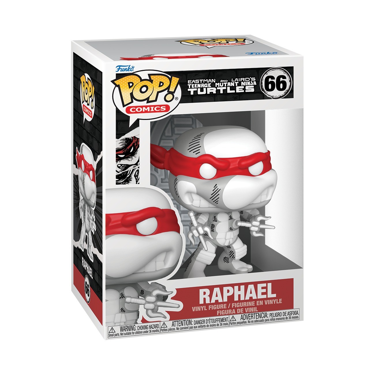 Funko Pop Raphael Battle Damaged Comic Deco #66 de Tortugas Ninja en caja