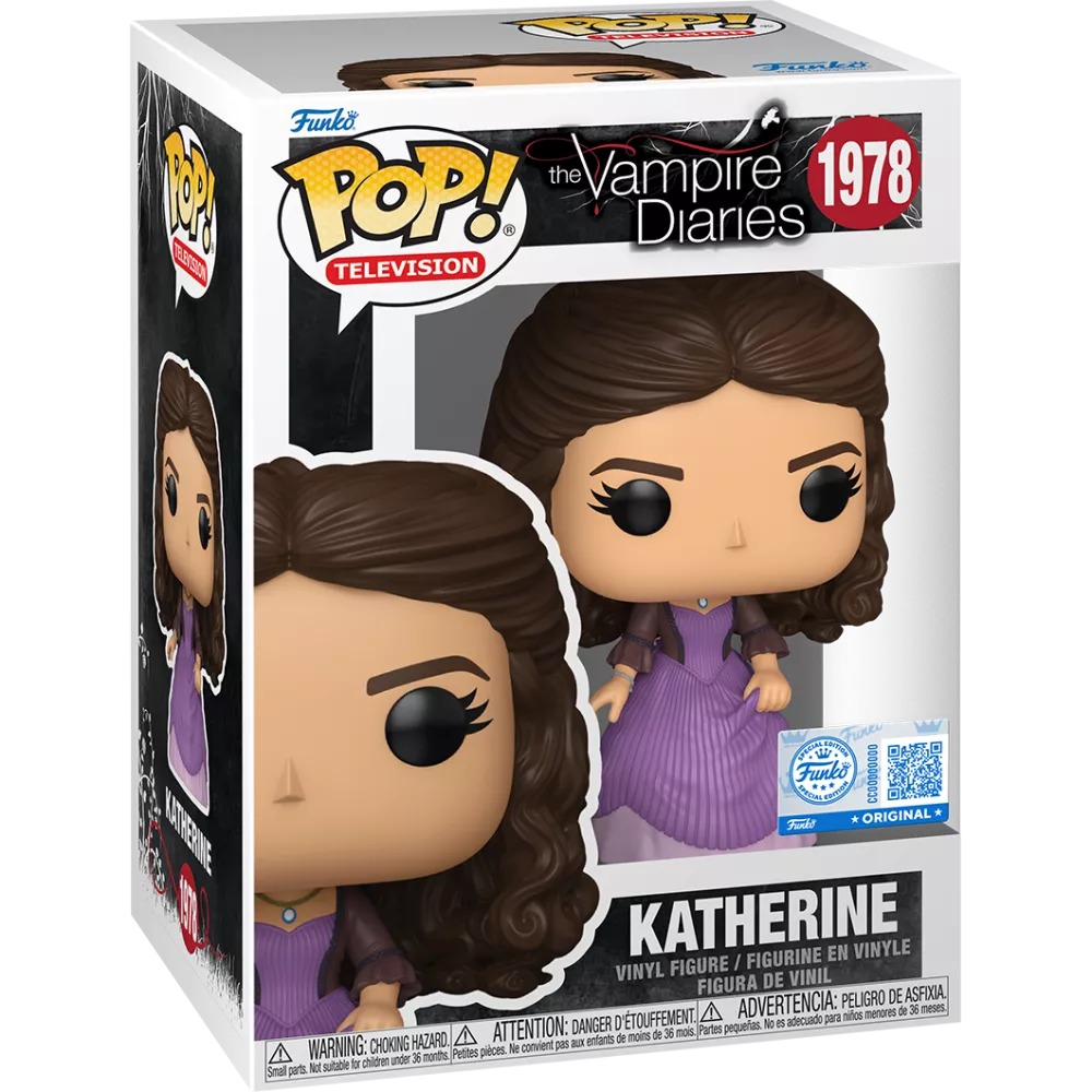 Funko Pop Katherine Pierce Vampire Diaries #1978 en caja window box sobre fondo blanco